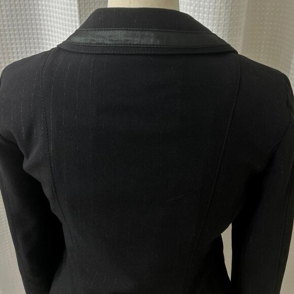 Guess Y2K Black Fitted Crop Blazer w/ Metallic Pinstripe & Corset Seaming Small - Picture 7 of 16